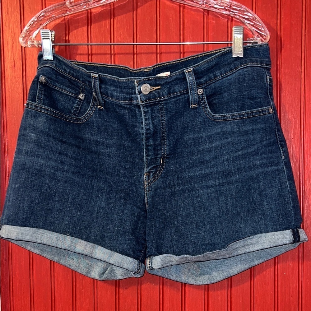 Levi's Dark Blue Jean Shorts Mid Length 31